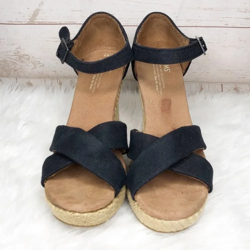 Toms Sienna espadrille wedge heel sandal sz9.5